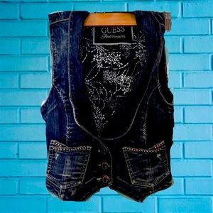 Vintage denim guess vest